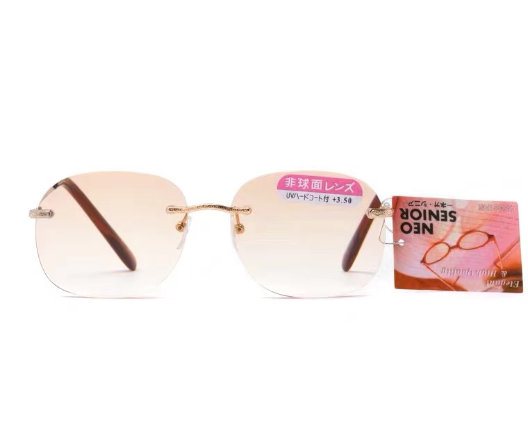 厂家直销日本公司代工茶色太阳渐进无框老花眼镜